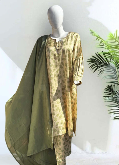 2 Piece Printed Silk - Unstitched