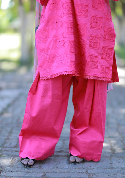 Pink Chikankari lawn 3 Piece